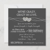 Two Hearts Chalkboard Wedding Einladung (Vorderseite)