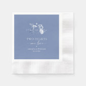 Two Hearts ・ Eine Liebe Dusty Blue Wedding Serviette (Vorderseite)