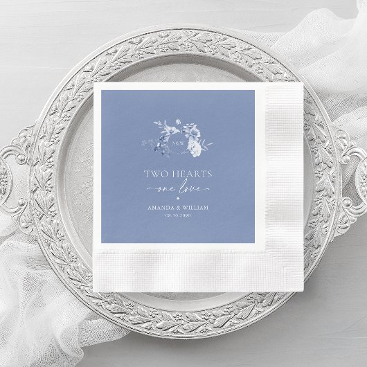 Two Hearts ・ Eine Liebe Dusty Blue Wedding Serviette