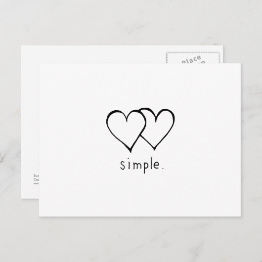 Two Hearts - Einfache Liebe - zeichne Kunst Postkarte (Vorne/Hinten)