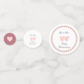 Two Hearts Happy Jubiläum auf Rose Gold & White Konfetti (Vorderseiten)