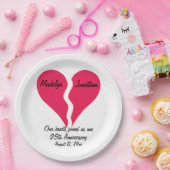 Two Hearts Joined Anniversary Name Personalisiert Pappteller (Party)
