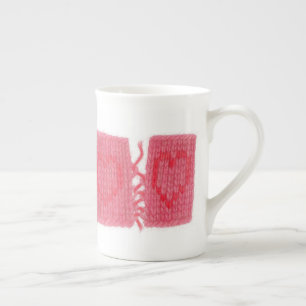 TWO HEARTS KNIT Bone-China-Tasse Porzellantasse