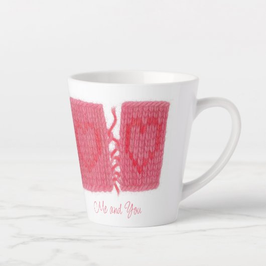 TWO HEARTS KNIT Latte Tasse + Text (Rechts)