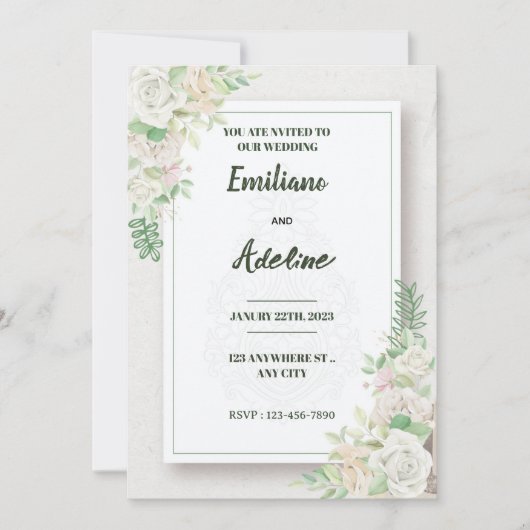 Two Hearts, One Love Einladung (Vorderseite)