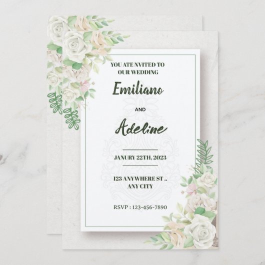 Two Hearts, One Love Einladung (Vorne/Hinten)