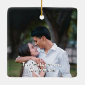 Two Hearts One Love Personalized Engagement Photo Keramikornament (Rückseite)