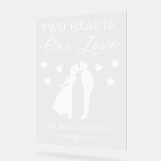 Two Hearts, One Love Personalized Wedding Acrylschild (Winkel)