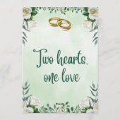 Two Hearts, One Love Wedding Invitation Einladung (Rückseite)