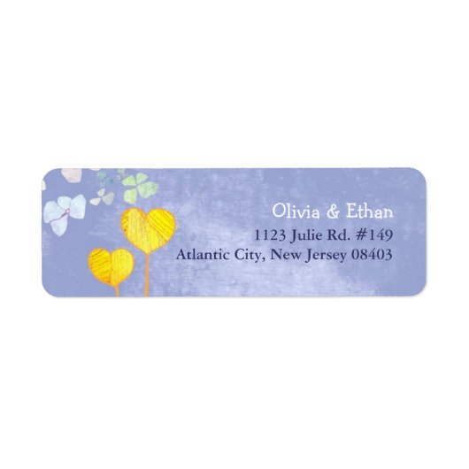 Two Hearts Rustic Blue Wedding Rücksendeadresse (Vorne)