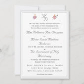 Two Hearts Silver Catholic Wedding Invitation Einladung (Vorderseite)
