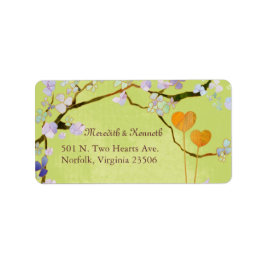 Two Hearts Spring Green Wedding Address Adressaufkleber