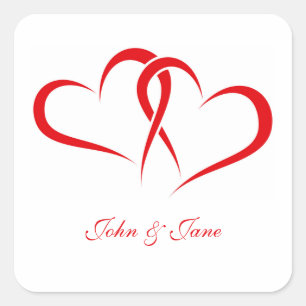 Two Hearts Together partner design Quadratischer Aufkleber