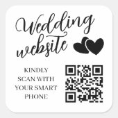 Two Hearts Wedding Website QR Code Quadratischer Aufkleber (Vorderseite)