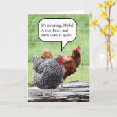 Two Hens Happy Birthday Spaß Karte (Gelbe Blume)