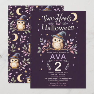 Two Hoots Halloween Eule 2. Geburtstag Mädchen Einladung