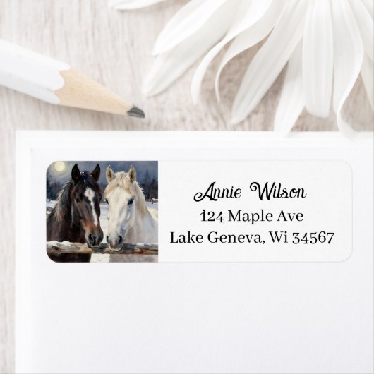 Two Horses on a Snowy Farm | Personalized (Insitu)