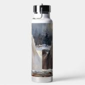 Two Horses on a Snowy Farm | Personalized Trinkflasche (rechts)