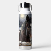 Two Horses on a Snowy Farm | Personalized Trinkflasche (Vorderseite)