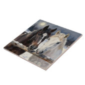 Two Horses on a Snowy Farm Under the Moon Fliese (Seite)