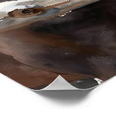 Two Horses on a Snowy Farm Under the Moon Poster (Ecke)