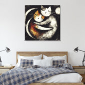  Two Hugging Cats Canvas Print – Chagall-Inspired  Leinwanddruck (Insitu (Schlafzimmer))
