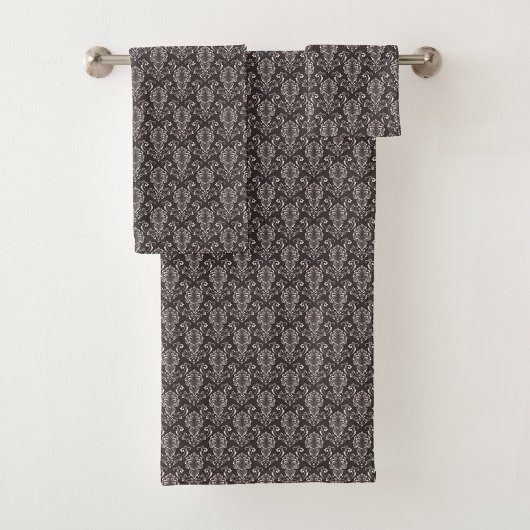 Two images of dark gray towels badhandtuch set