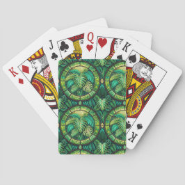 Two images of playing cards with tropical  spielkarten