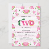 Two In A Melon Watermelon 2nd Birthday Invitation Einladung (Vorderseite)