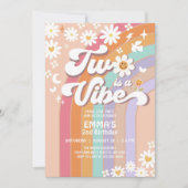 Two ist ein Vibe 2. Groovy Rainbow Birthday Einladung (Vorderseite)