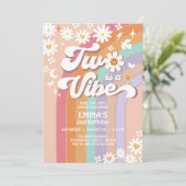 Two ist ein Vibe 2. Groovy Rainbow Birthday Einladung (Stehend Vorderseite)