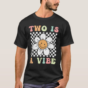 Two ist ein Vibe Niedlich Groovy 2. Geburtstag Par T-Shirt