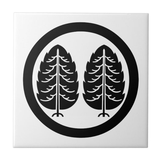 Two Japanese cedars in circle Fliese (Vorderseite)