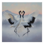 Two Japanese cranes in a graceful dance Poster (Vorderseite)