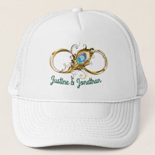 Two Joined Golden Peacock Wedding Bands Truckerkappe