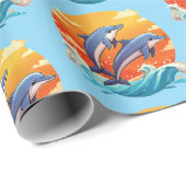 Two jumping cartoon dolphin geschenkpapier (Rolleneckpunkt)