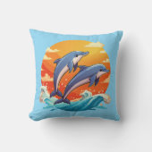 Two jumping cartoon dolphin kissen (Vorderseite)