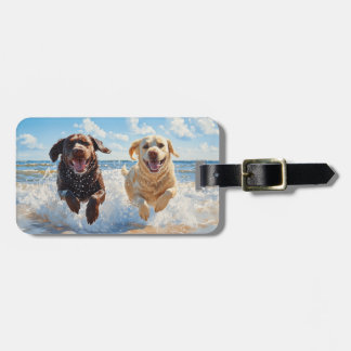 Two Labrador Retrievers on Beach Gepäckanhänger