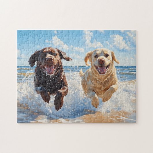 Two Labrador Retrievers on Beach Puzzle (Horizontal)