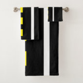 Two Lane Road Bath Towels (Black, White & Yellow) Badhandtuch Set (Insitu)