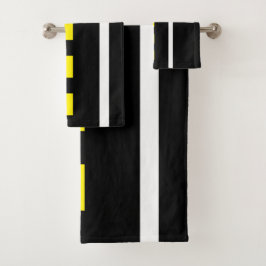 Two Lane Road Bath Towels (Black, White & Yellow) Badhandtuch Set