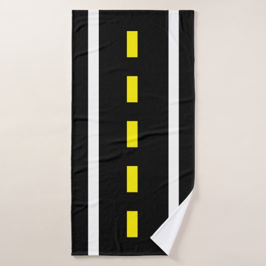 Two Lane Road Bath Towels (Black, White & Yellow) Badhandtuch Set (Badehandtuch)