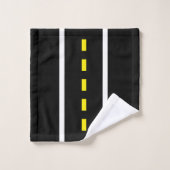 Two Lane Road Bath Towels (Black, White & Yellow) Badhandtuch Set (Waschlappen)