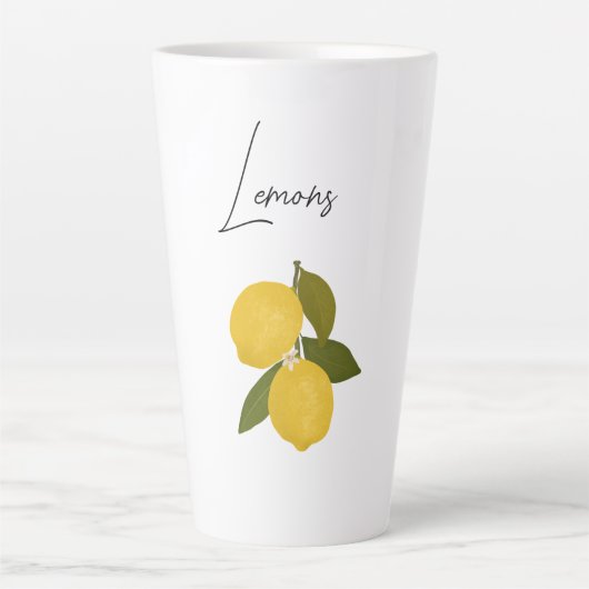 Two Lemons with Green Leaves | Fresh Citrus  Milchtasse (Vorderseite)