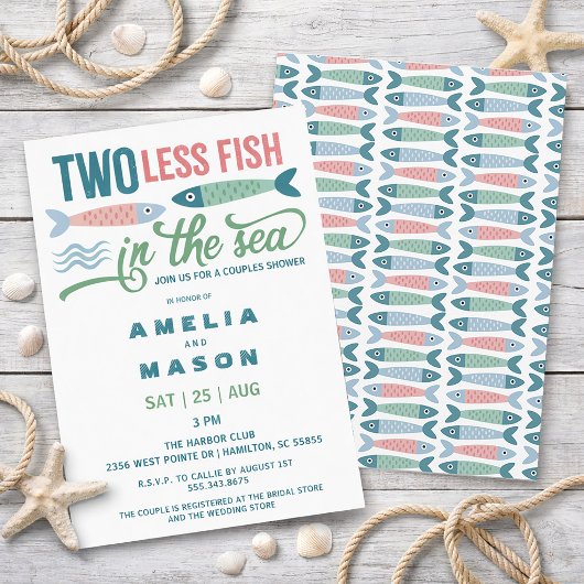 Two Less Fish in the Sea Couples Bridal Shower Einladung
