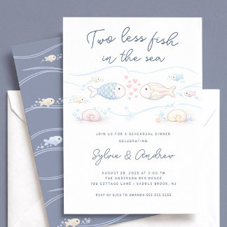 Two Less Fish Rehearsal Dinner Invitation Einladung