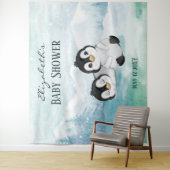 Two Liebenswürdiger Penguins Baby Shower Backdrop Wandteppich (Beispiel)