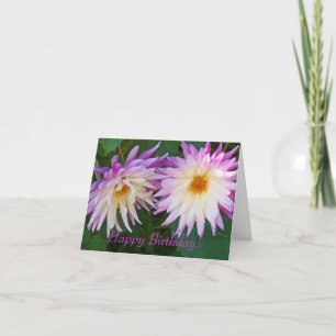 "Two Lila & White Dahlias" - Geburtstagskarte Karte