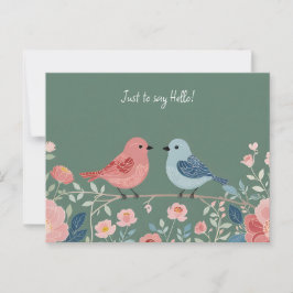 Two Little Birds and Flowers Postkarte