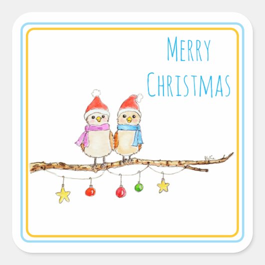 Two Little Birds Square Sticker (Vorderseite)